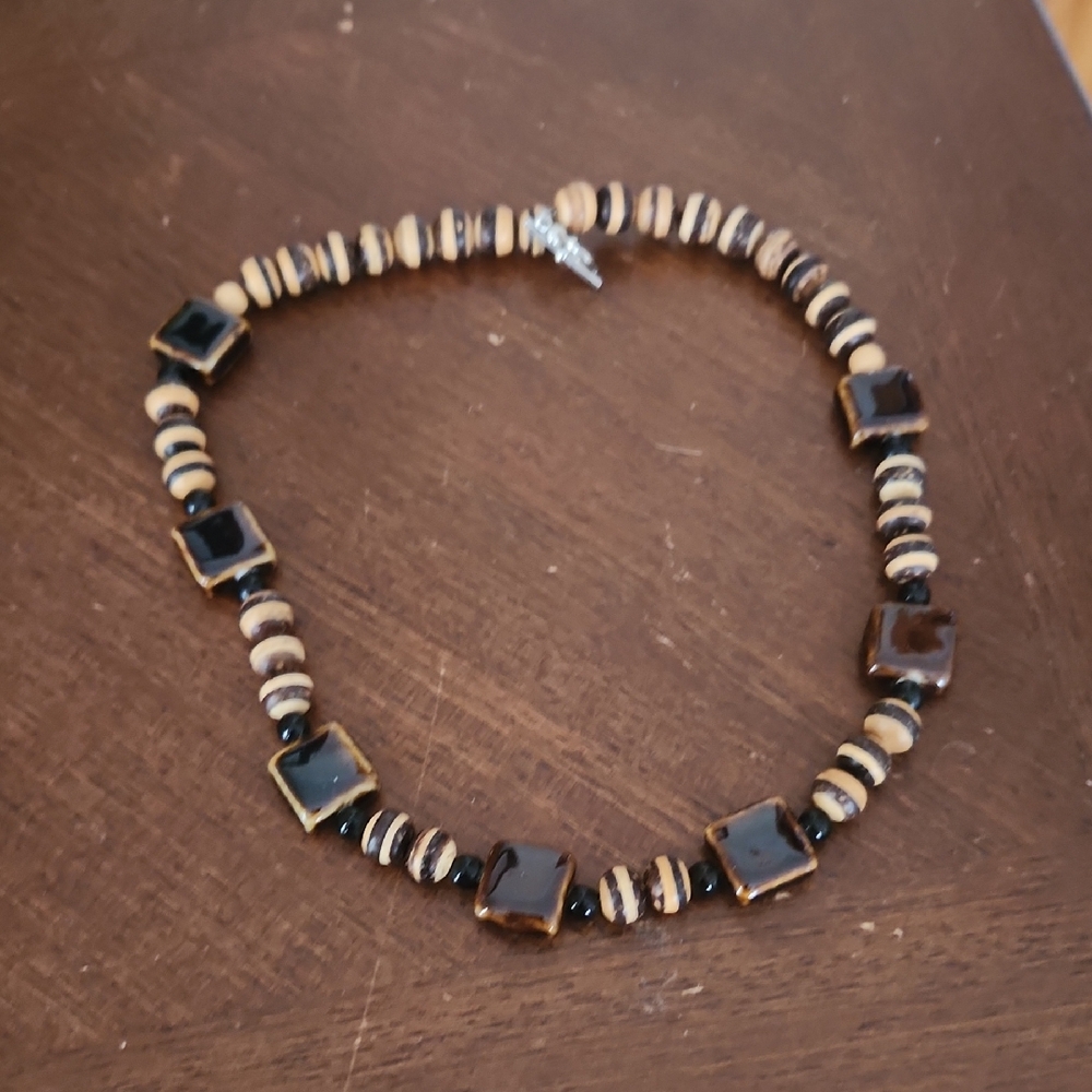 Vintage Wood Beaded Necklace